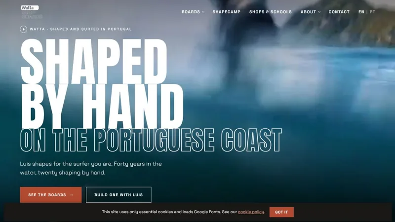Preview of the official Watta Surfboards website
