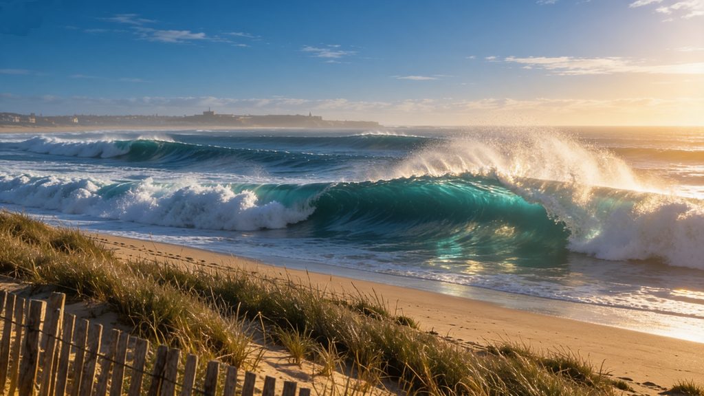 Peniche coastline with Atlantic swell and layered shore textures